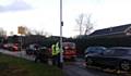 Traffic monitoring officials record the road and foot traffic on Caldershaw Road