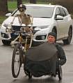 Jonny Decamps won the fancy dress event with a bike and sidecar with his skeletal friend