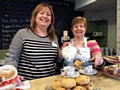 Sarah Ford from Springhill Hospice with Linda Chadwick at the Tea Rooms