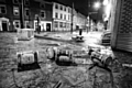 The town centre strewn with sludge and debris