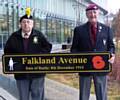 Peter Clegg, President of Rochdale Fusiliers Association (left) with Brian Lamb, President of Rochdale Parachute Regiment Association with one of the new street signs