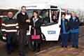 Andy Pass, transport supervisor at The Pennine Acute Hospitals NHS Trust, Tony Dawson, Arrow Self Drive Workshop Manager, and Karen Gaunt, Floyd unit manager, with members of staff from the unit