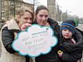 Danielle Faugel (left) with her son Zackary and sister Amy Faugel 