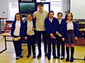 James King with pupils at St Luke’s Primary School