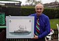 Steve Butterworth with his painting of HMS Euryalus for the centenary of the Gallipoli Campaign