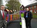 Daniel Meredith and Councillor Richard Farnell at the Digby Road playground