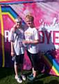 Runners, from left, Alex Lord and Courtney Witter take part in the Run of Dye charity fun run