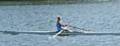 Hannah Lowe winning the WJ14 Single Scull