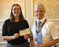 Deborah Sefton NSPCC Community Fund-Raising Manager for Greater Manchester with President Bob Chadwick of Rochdale Rotary Club 