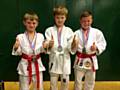 Junior members of Rochdale Judo Club; Taylor Whitehead, Dylan Cape and Jake Brearley proudly wearing their medals