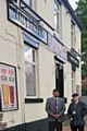 Councillor Aasim Rashid and Councillor Billy Sheerin <br />outside the 'abandoned' Junction pub which has been empty for over two years