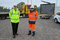 Paul Hampson, Highways England Project Manager, with Mike Smith, Project Manager at recovery firm Egerton’s, at the smart motorway depot by junction 19 of the M62