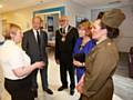 Dr Shona McCallum and Sr Lou Harkness-Hudson, clinical matron at Rochdale Infirmary (dressed in 1940s army costume) both showing local MP Simon Danczuk and the Mayor and Mayoress of Rochdale inside the Oasis unit for medical patients with dementia 