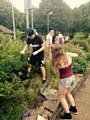 Lily Pearson and Aiden Kirkbride working hard on the gardening project