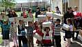 Children receiving shoe boxes in Moldova