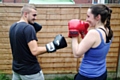 Gemma Bunting training with her brother Keiran Downes