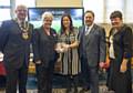 The Mayor of Rochdale; Debbie Hernon, The Wheatsheaf Shopping Centre Manager; Frances Fielding, Rochdale AFC’s Sales and Marketing Manager; Russ Green, Rochdale AFC’s Chief Executive; The Mayoress of Rochdale