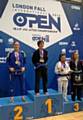 Sophie Cox wins Gold at featherweight in the Masters blue belt category at the London Fall Open IBJFF (International Brazilian Jiu Jitsu Federation) Competition 