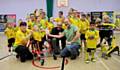 Middleton Rotary Club Rotarians Keith Trinnaman and Kit Wellens at Chadderton Park Cerebral Palsy Football Club 