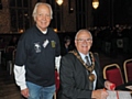 Former Mayor Robin Parker signs Mayor Ray Dutton up as a member of CAMRA at the Rochdale Beer Festival