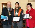 Zain Zia,  Mayor Ray Dutton and Mayoress Elaine Dutton