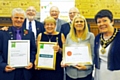 NSPCC Rochdale civic event at Town Hall<br />
John Kay, Charles Hadfield, Mayor Ray Dutton<br />
Bob Chadwick, Merrilyn Chadwick, Liz Jackson, Mayoress Elaine Dutton