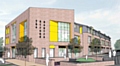 Proposed view along front of Community Hub/Retail Block