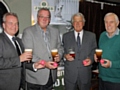 Richard Lees-Jones along with brewery  & PCL officials celebrate the Cup draw