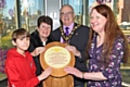 Joshua Jewell (grandson of Joy Parker), Mayoress Elaine Dutton; Mayor Ray Dutton and Joy Parker