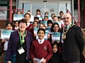 Kentmere Academy school students with the Mayor Ray Dutton and Mayoress Elaine Dutton