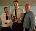 Sam Butterworth and Matt Calland with last seasons player of the year Paul Brearley