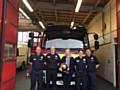 Liz McInnes with Heywood firefighters at Heywood Fire Station