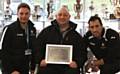 Sports Arena team with their certificate Tom Conroy, Terry Morley (Centre Director) Paul Driver