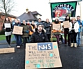 Dr Rory Hicks and supporters outside the Royal Oldham Hospital