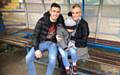 Dale midfielder Matty Lund with Josh McCormack and his mum, Nicola McCormack, at Rochdale AFC