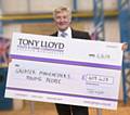 Tony Lloyd with cheque from last year’s Youth Aspiration Fund launch