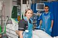 Helen Barrow, critical care matron, and staff nurse Muhammad Khan at North Manchester General Hospital