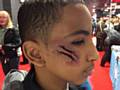 Realistic-looking gashes on this young visitor’s face