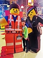 Finn Ashworth at Lego Land with Emmet and Wildstyle from the Lego movie