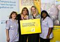 Liz McInnes MP and actress Linda Robson with Marie Curie Nurses, Leonie Christian and Elisabeth Goze