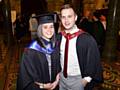 Holly Espie and Mark Fagan, Sports Lecturer, at Hopwood Hall College's Higher Education Graduation Ceremony which was held in Rochdale Town Hall