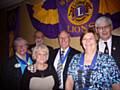 Lion President Janet Brown and Lion Steve Brown, District Governor Lion Mike Bagnall and Lion President Dorothy Bagnall and Rotarian George Kinder and Mrs Yvonne Kinder