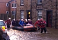 Residents of Olive Standring House being evacuated on Todmorden Road. Boxing Day 2015