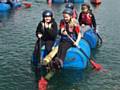 Guides from Heywood set sail on the raft they built