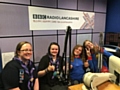 Guide Leaders Leanne Chorlton and Emily Foster with Guides Emily (10) and Holly Forshaw (11) at BBC Radio Lancashire 