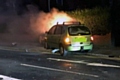 A car burst into flames after crashing into a speed camera following a police chase