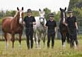 Sergeant Charlesworth, PC Cassie Barratt and PC Aaron Wilson,  with Hexan, Captain and Tangle