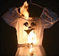 Halloween costume fire safety test 