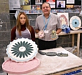 Tania Riccio and her tutor Rob Wilson with some of Tania’s creations which the college have kept on display