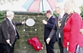 Councillor Richard Farnell with Sir Bill Cash, unveil the plaque with Mayor and Mayoress Ian and Christine Duckworth 